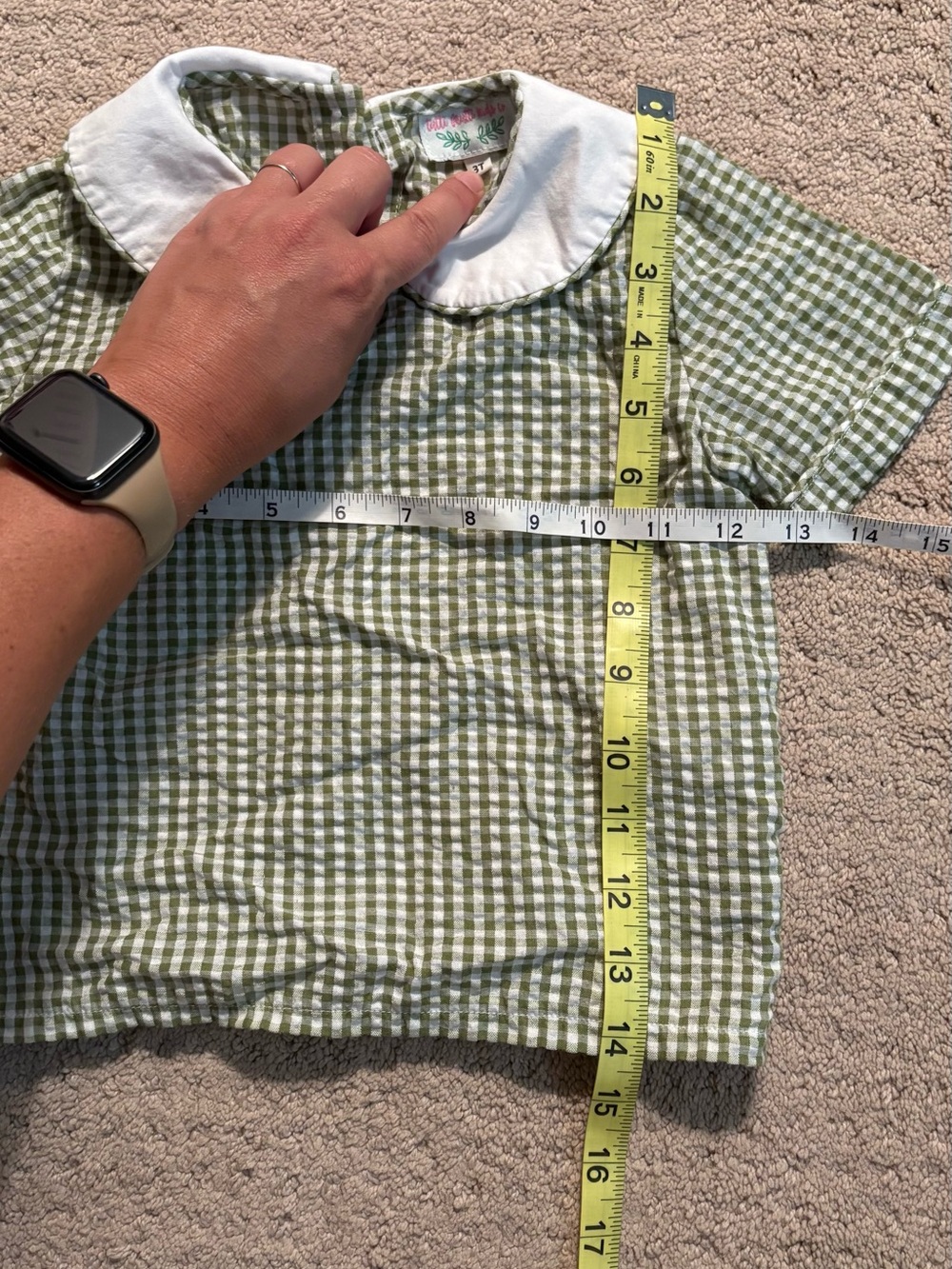 Green Gingham Peter Pan Collar Top